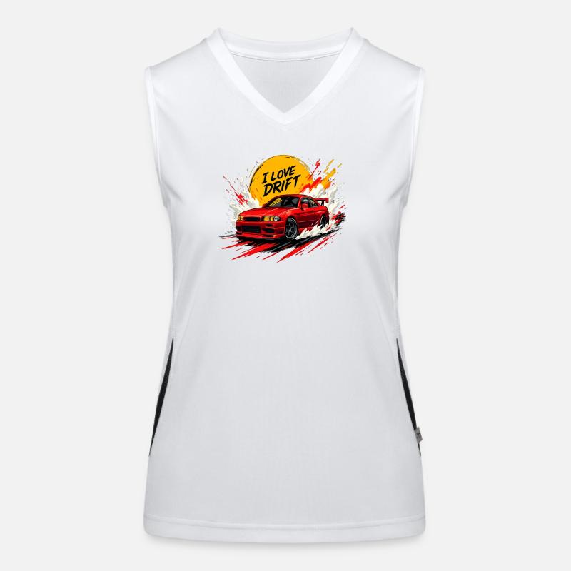 Red Drift Car Splash Artwork Women's Functional Contrast Tank Top