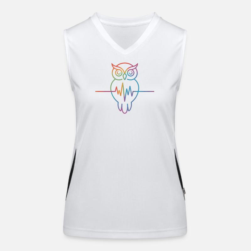 Regenbogen Eule Herzschlag Design Funktionelles Kontrast-Tank Top für Frauen
