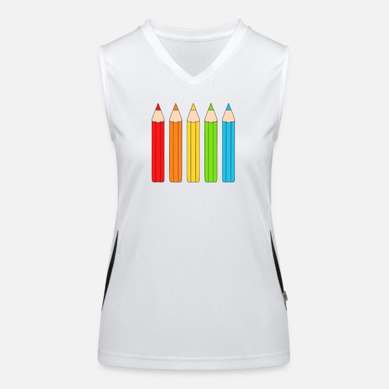 Vibrant Colour Pencil Array Design Women's Functional Contrast Tank Top