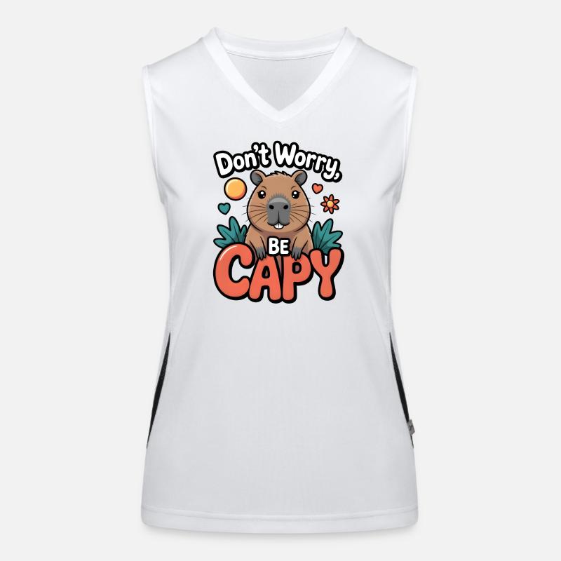Whimsical Capybara Cheer Illustration Women's Functional Contrast Tank Top