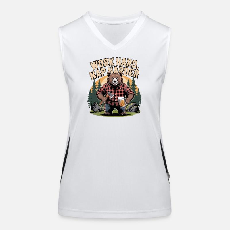 Work Hard Nap Harder Bear Women's Functional Contrast Tank Top