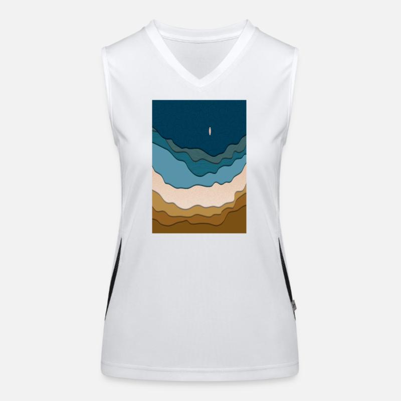 Abstract Beach Design - Surfboard in the Ocean Women's Functional Contrast Tank Top