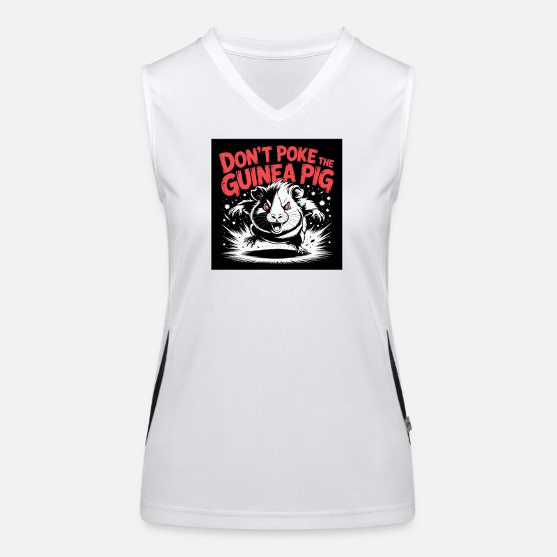 Evil guinea pig with bite saying design Women's Functional Contrast Tank Top