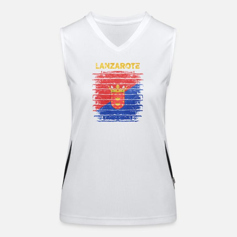 Lanzarote flag design with wave pattern Women's Functional Contrast Tank Top
