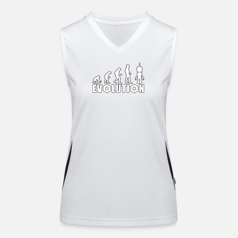 Evolution mit Roboterfigur Design Funktionelles Kontrast-Tank Top für Frauen