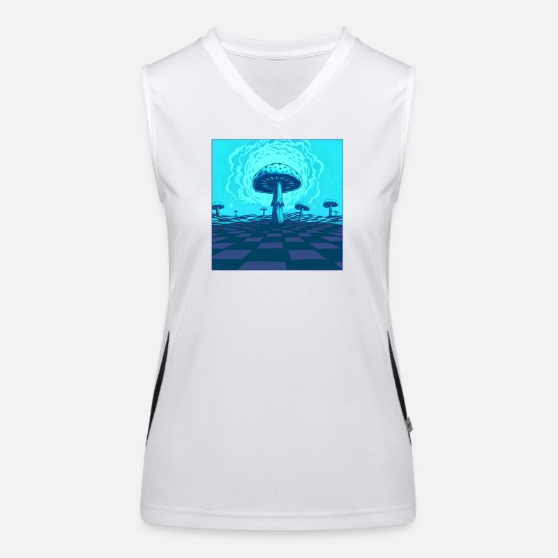 Futuristic Blue Psychedelic Mushroom Scene Women's Functional Contrast Tank Top
