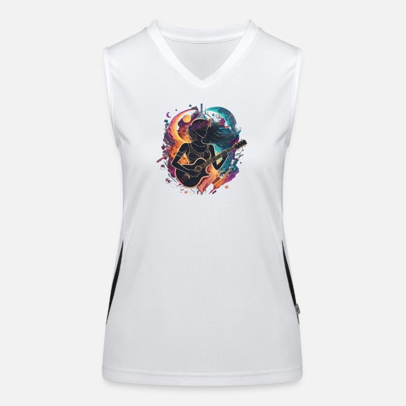 Himmlischer Gitarrist Kunst Illustration Funktionelles Kontrast-Tank Top für Frauen