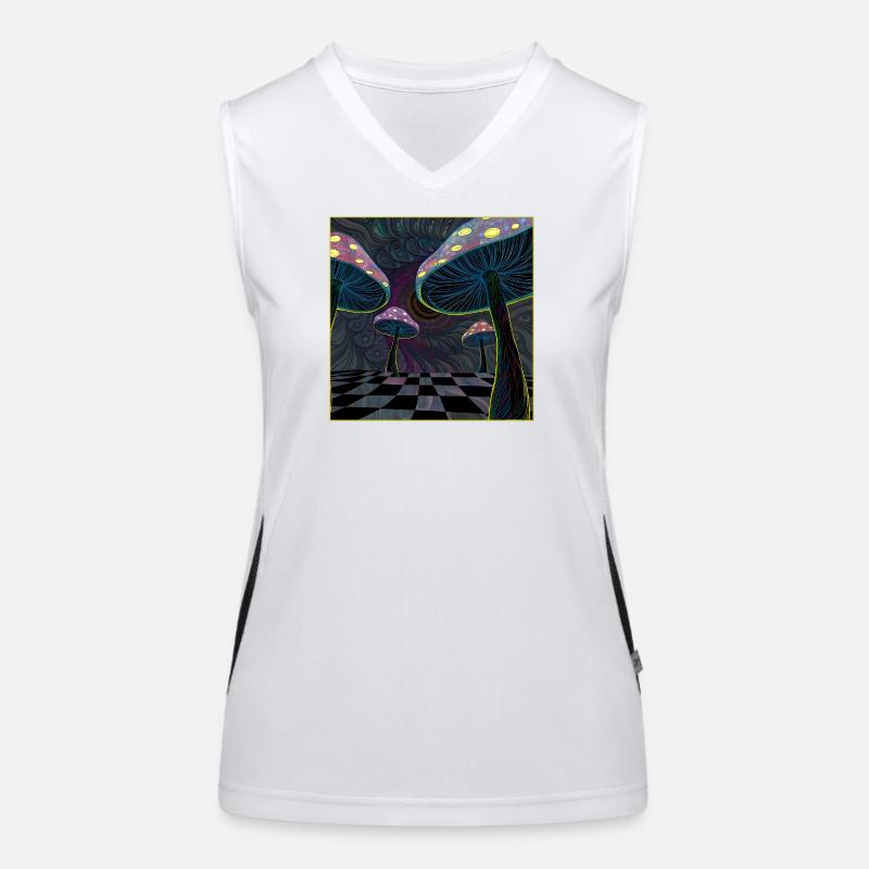 Scène De Forêt De Champignons Psychédéliques Débardeur respirant contrasté Femme