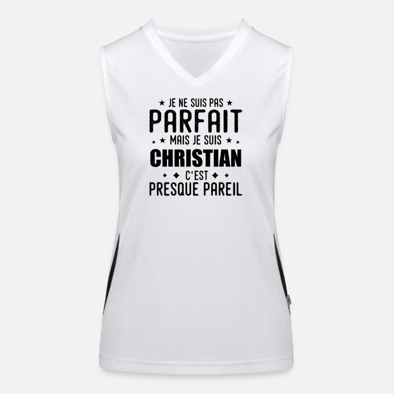 Christlich: authentisch, unvollkommen, oben, Perfektion Funktionelles Kontrast-Tank Top für Frauen