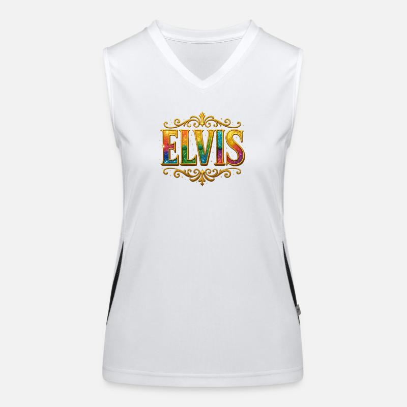 ELVIS Glitter Gold Sequins Women's Functional Contrast Tank Top