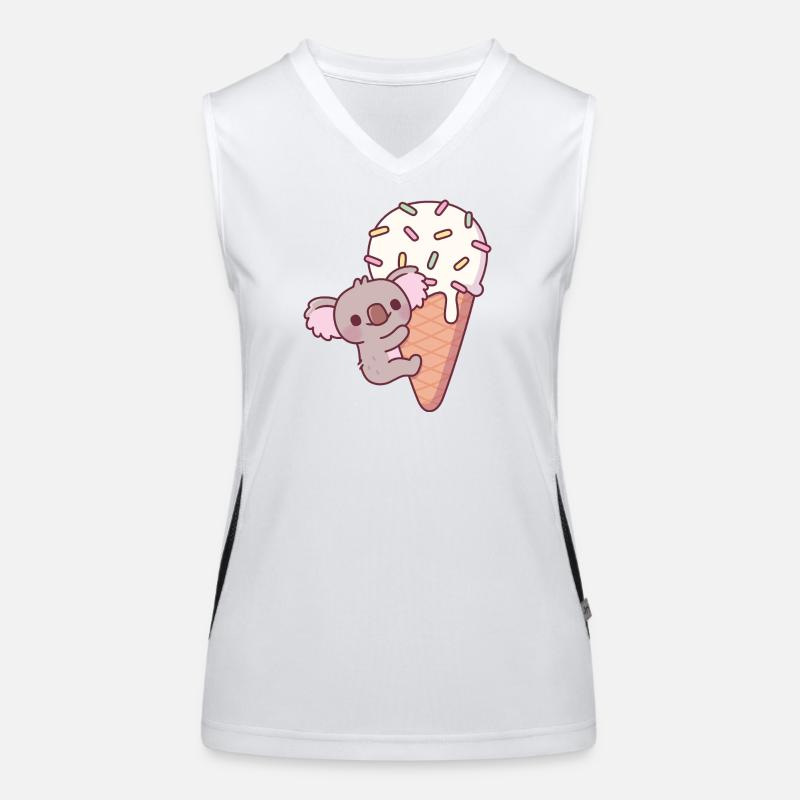 Drôle de koala s’accrochant à un cornet de crème glacée Débardeur respirant contrasté Femme