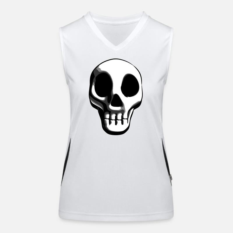 Minimalist skull design in black and white Women's Functional Contrast Tank Top