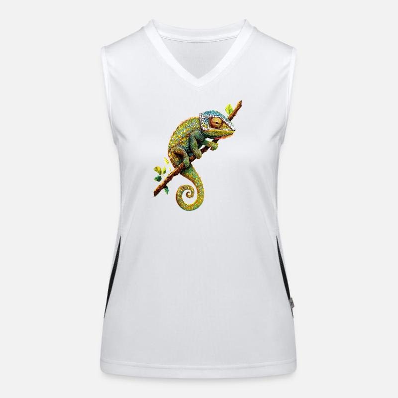 Chamäleon Echse Reptil Chameleon Leguan Eidechse Funktionelles Kontrast-Tank Top für Frauen