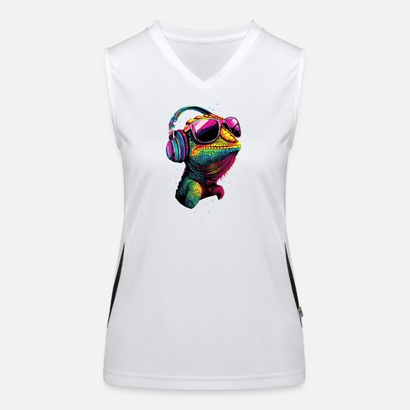 Chamäleon Echse Reptil Chameleon Leguan Eidechse Funktionelles Kontrast-Tank Top für Frauen