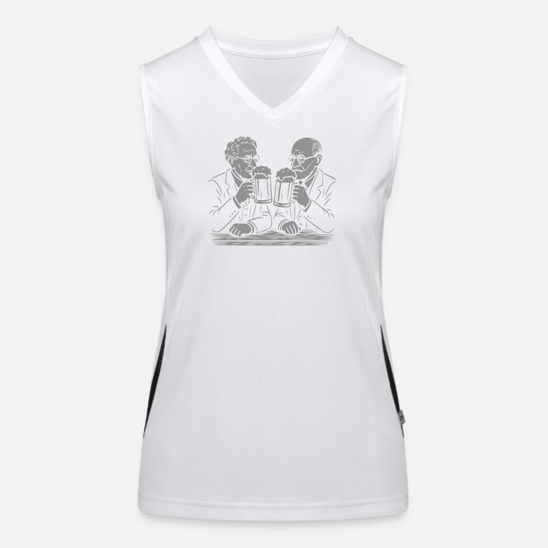 Carl Jung and SIgmund Freud Beer Drinking  Women's Functional Contrast Tank Top