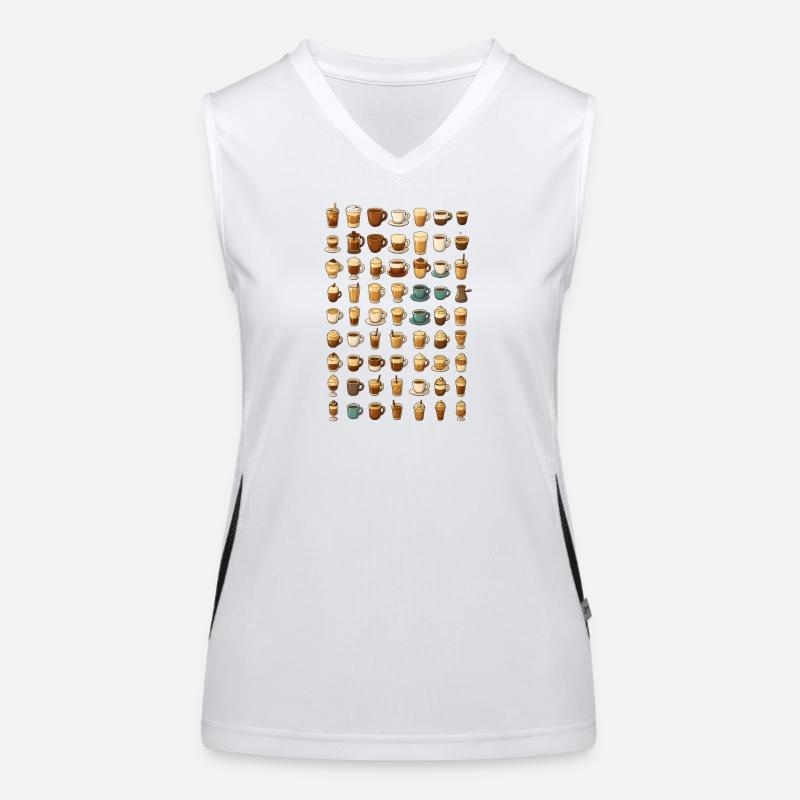 Verschiedene Kaffee-Getränke Illustration Funktionelles Kontrast-Tank Top für Frauen