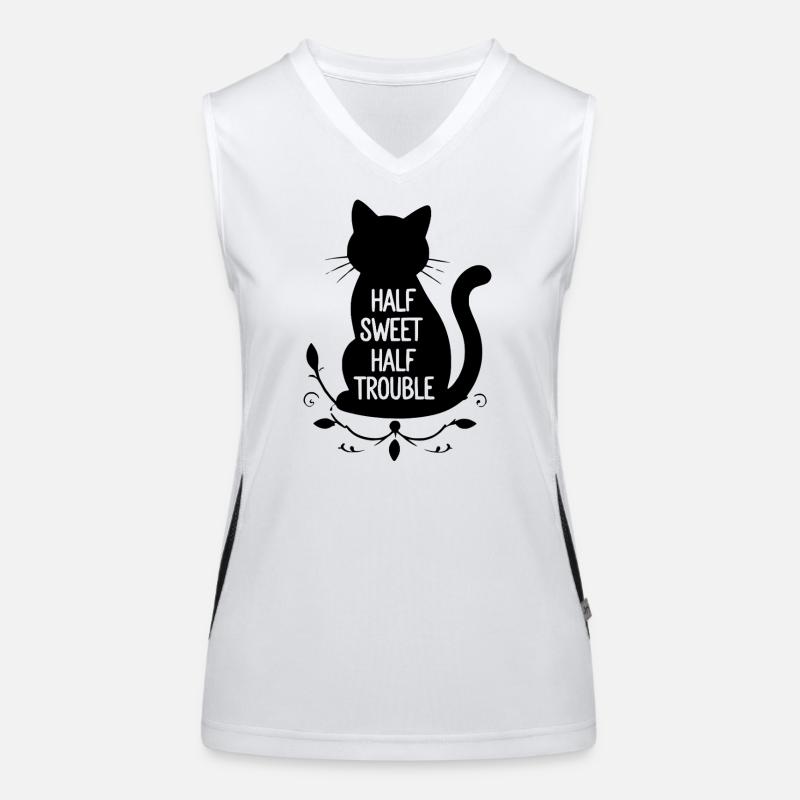 Halb süß halb Ärger Schwarze Katze Funktionelles Kontrast-Tank Top für Frauen