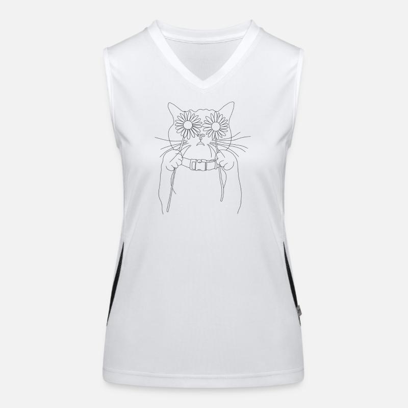 Katze mit Gänseblümchen Funktionelles Kontrast-Tank Top für Frauen