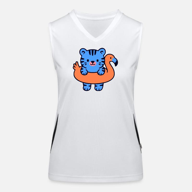 Kleiner schwebender blauer Tiger Funktionelles Kontrast-Tank Top für Frauen
