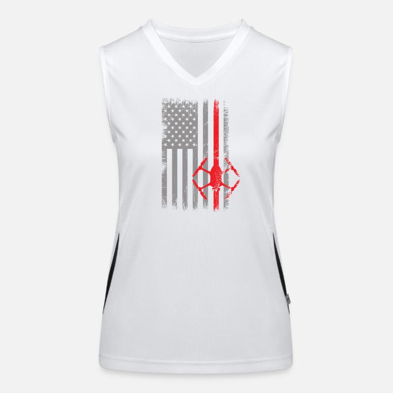 USA Flag Drone America Pilot Women's Functional Contrast Tank Top