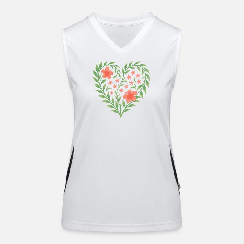 Coeur de fleur avec de délicates fleurs rouges Débardeur respirant contrasté Femme