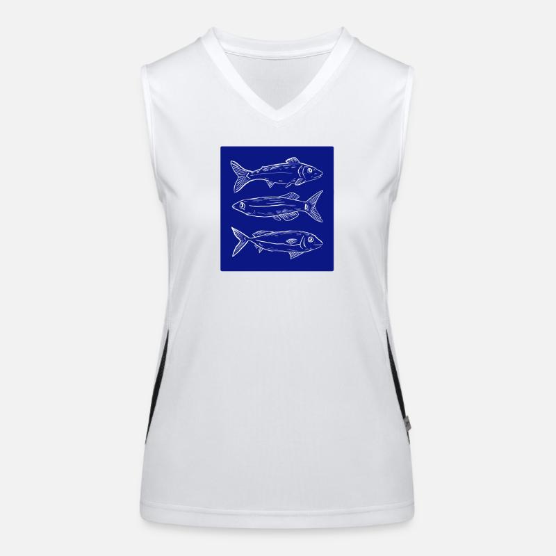 Dark blue fish pattern illustration Funktionelles Kontrast-Tank Top für Frauen