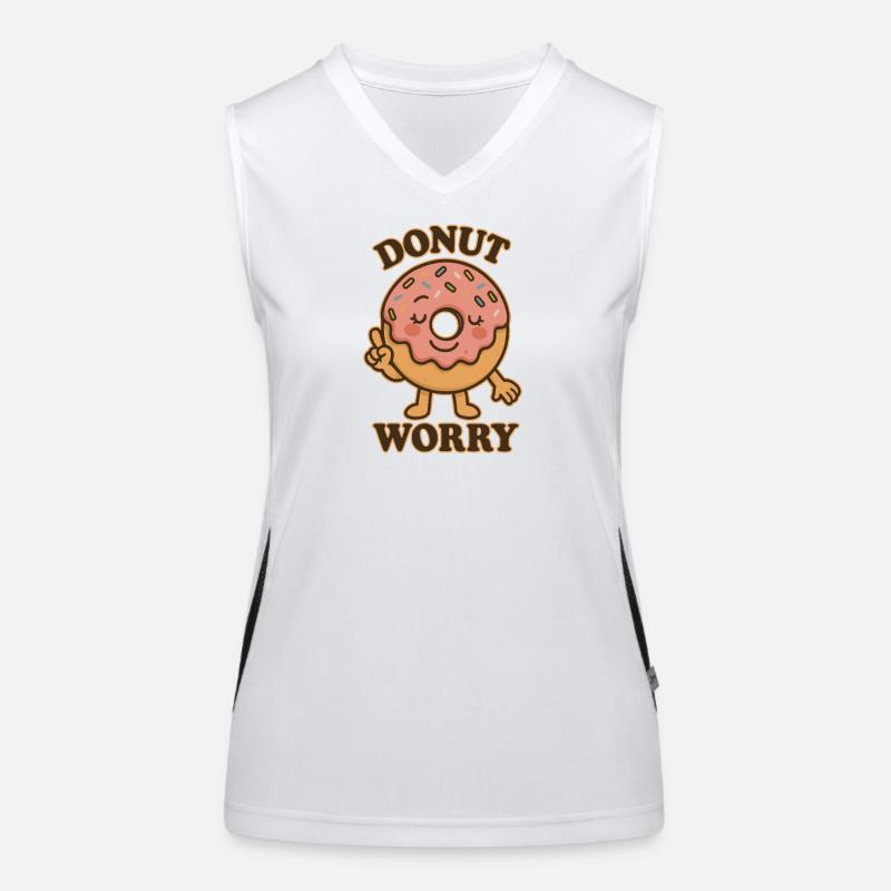 Karikatur eines fröhlichen Donuts mit Spruch Funktionelles Kontrast-Tank Top für Frauen
