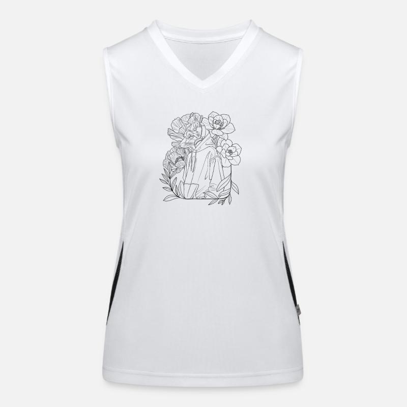 Fuchs Lineart mit Blumen Funktionelles Kontrast-Tank Top für Frauen