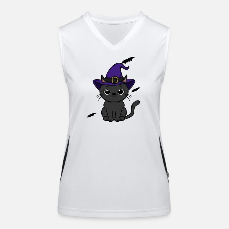 Chat Halloween Débardeur respirant contrasté Femme