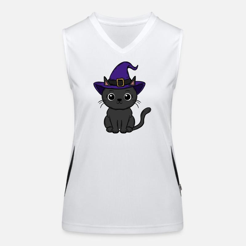 Chat Halloween Débardeur respirant contrasté Femme