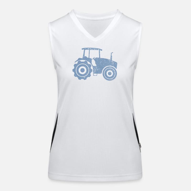 Tractor Silhouette Farmer Grunge Design Women's Functional Contrast Tank Top
