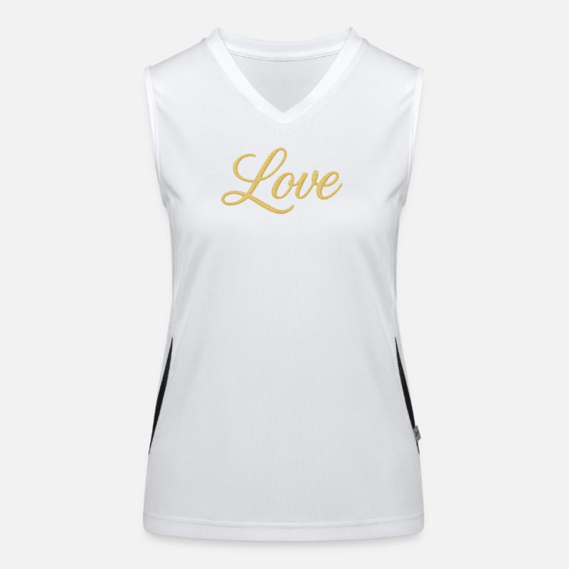 Gold Glitter Love Script Design Funktionelles Kontrast-Tank Top für Frauen