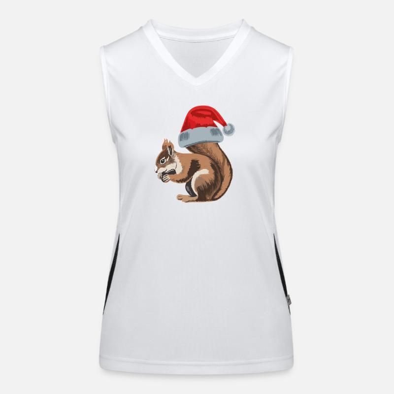 Écureuil mignon avec chapeau de Père Noël Débardeur respirant contrasté Femme