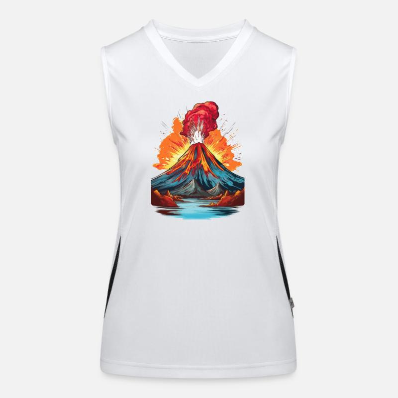 Volcanic eruption with lava flow Women's Functional Contrast Tank Top