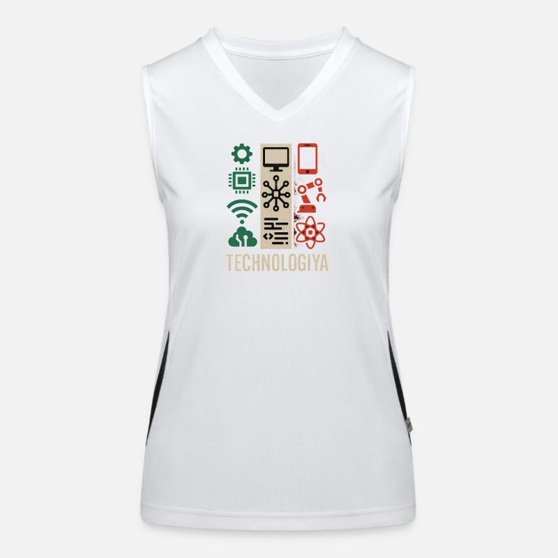 Futuristic Tech Circuit, Technologia Funny Meme Women's Functional Contrast Tank Top