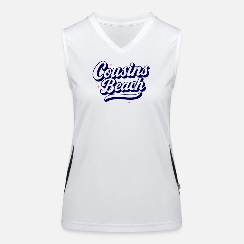 Cousins Beach – Retro Script Design Funktionelles Kontrast-Tank Top für Frauen
