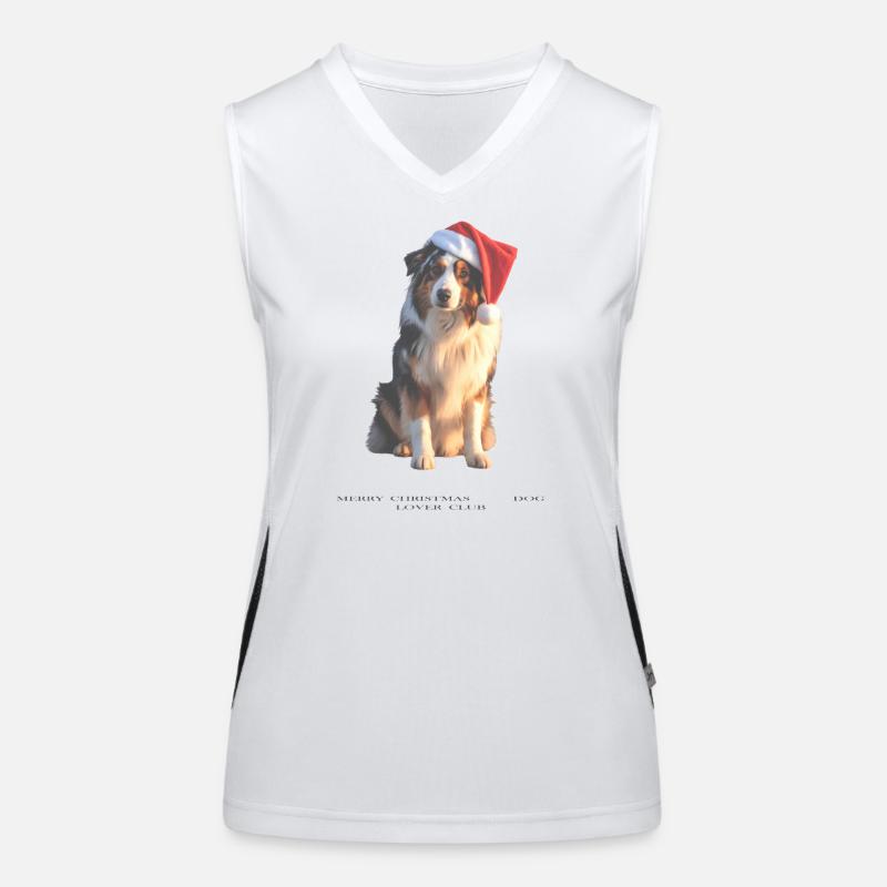 Boder Collie Weihnachts-Hund im Santa-Hut Funktionelles Kontrast-Tank Top für Frauen