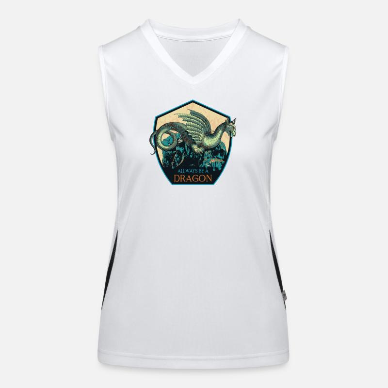 Mythisches Drachenwappen und magische Elemente Funktionelles Kontrast-Tank Top für Frauen