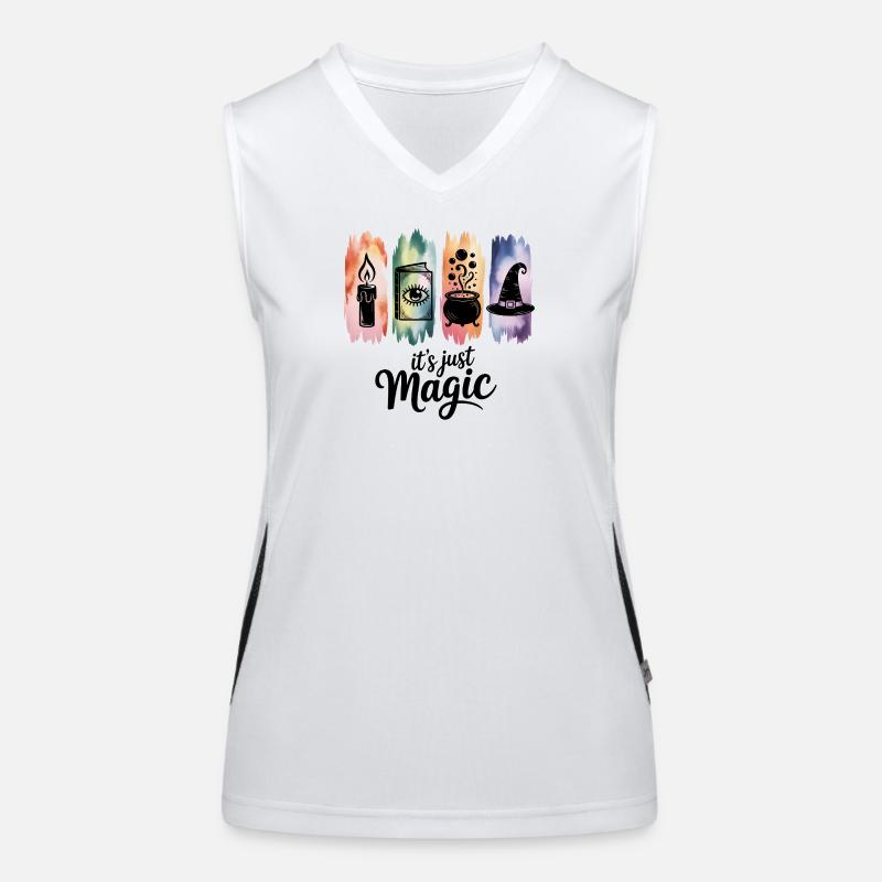 It's Just Magic Mystical Witchcraft Symbol Artwork Women's Functional Contrast Tank Top