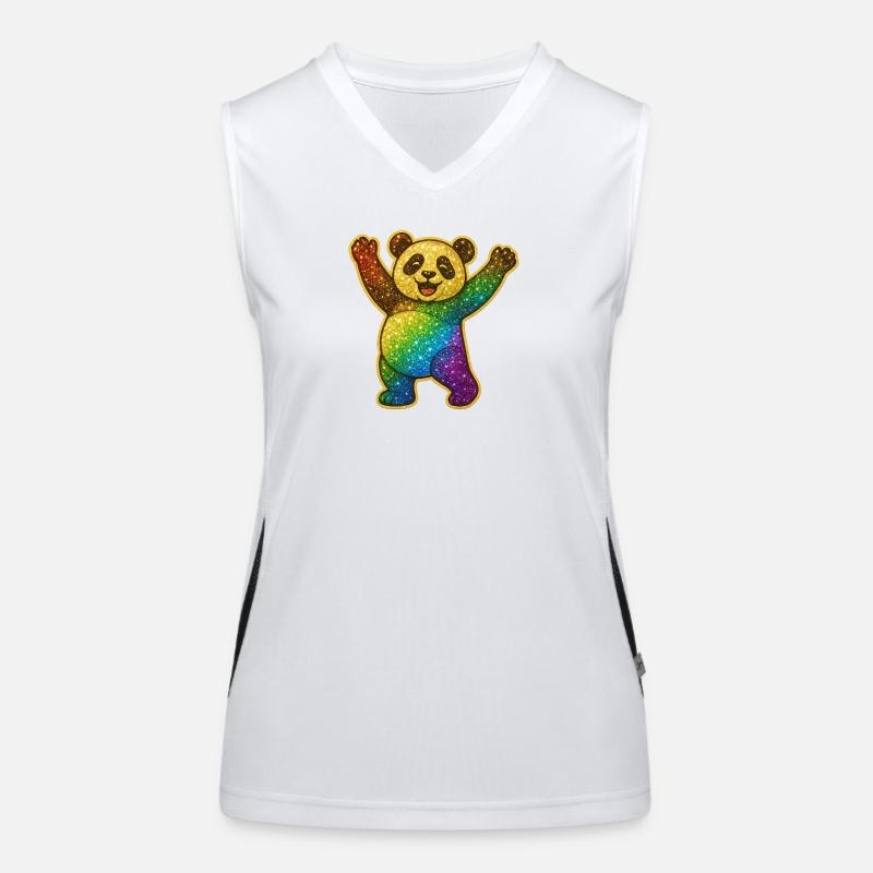Panda arc-en-ciel scintillant Débardeur respirant contrasté Femme