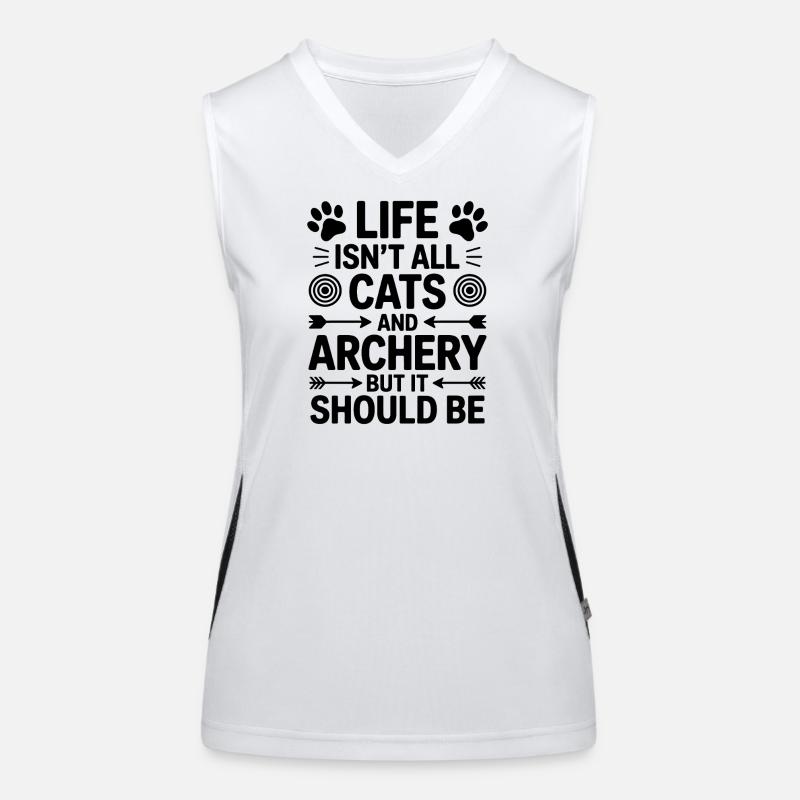 Bogenschießen Spruch Katzen Bogenschießen Geschenk Funktionelles Kontrast-Tank Top für Frauen