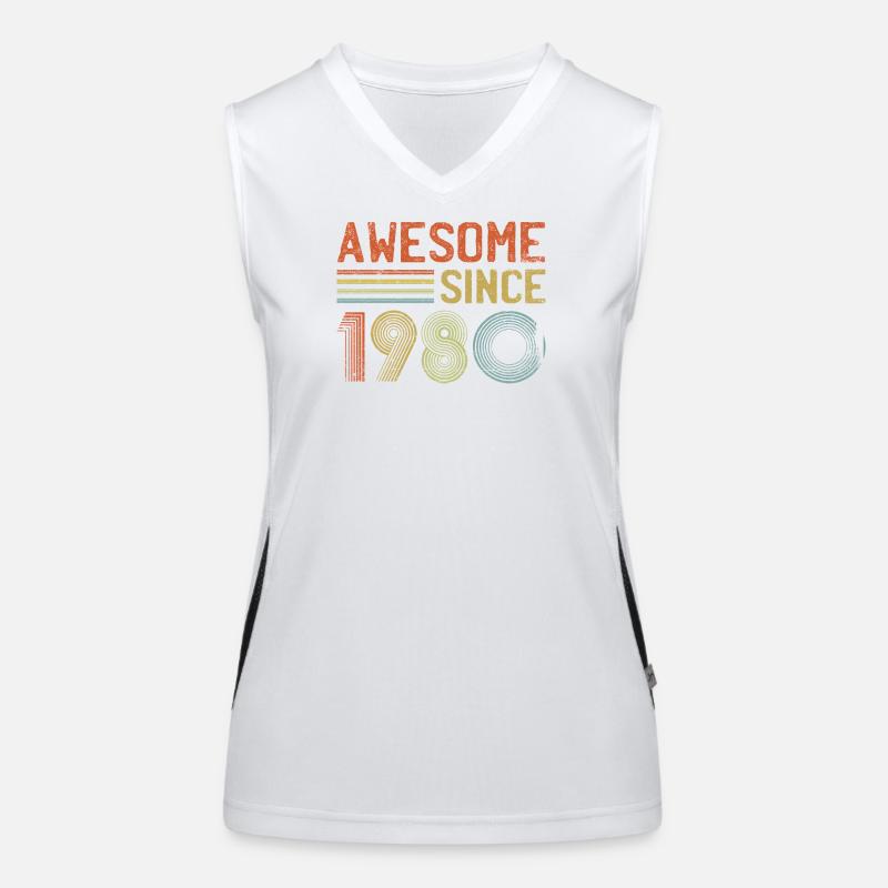 Retro 1980s Gradient Typography Design Women's Functional Contrast Tank Top