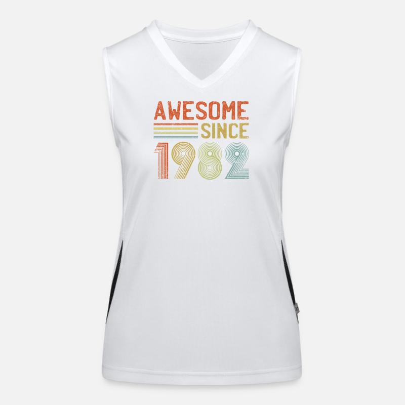 Retro 1982 Celebratory Typography Women's Functional Contrast Tank Top