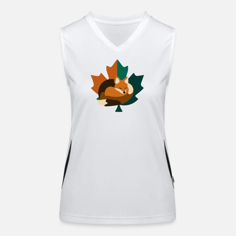 Fox in maple leaf design. Women's Functional Contrast Tank Top