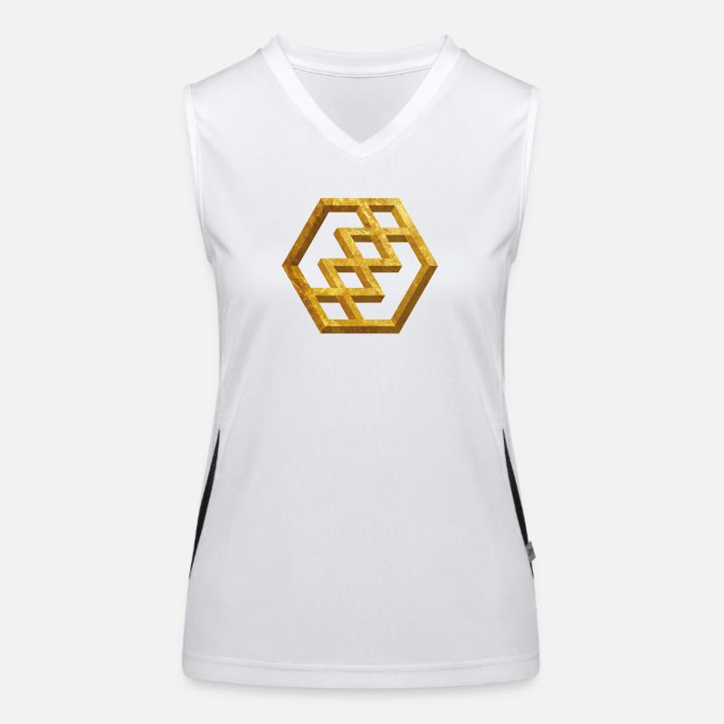 Golden Geometric Pattern Women's Functional Contrast Tank Top