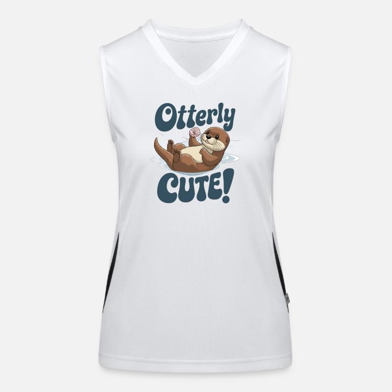 Otterly Cute Otter With Shell Women's Functional Contrast Tank Top