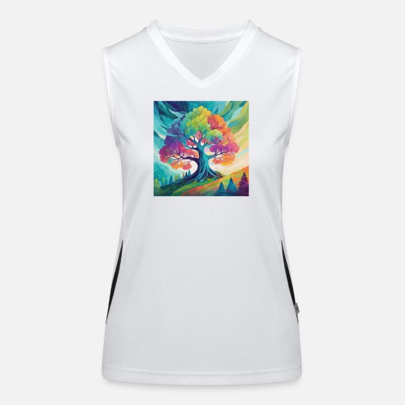 Rainbow Tree of Creativity - Women's Functional Contrast Tank Top - white/black