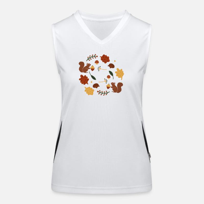 Herbstliche Eichhörnchen und Blätter Muster Funktionelles Kontrast-Tank Top für Frauen