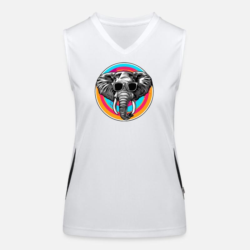 Elephant with sunglasses Women's Functional Contrast Tank Top