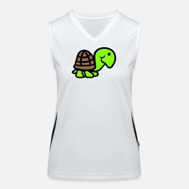 turtle cute smiling happy funny Women's Functional Contrast Tank Top